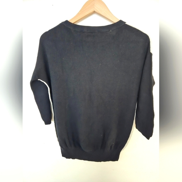 Wilfred silk cashmere cotton 3/4 sleeve gray and back colorblock sweater | xs - Picture 5 of 5